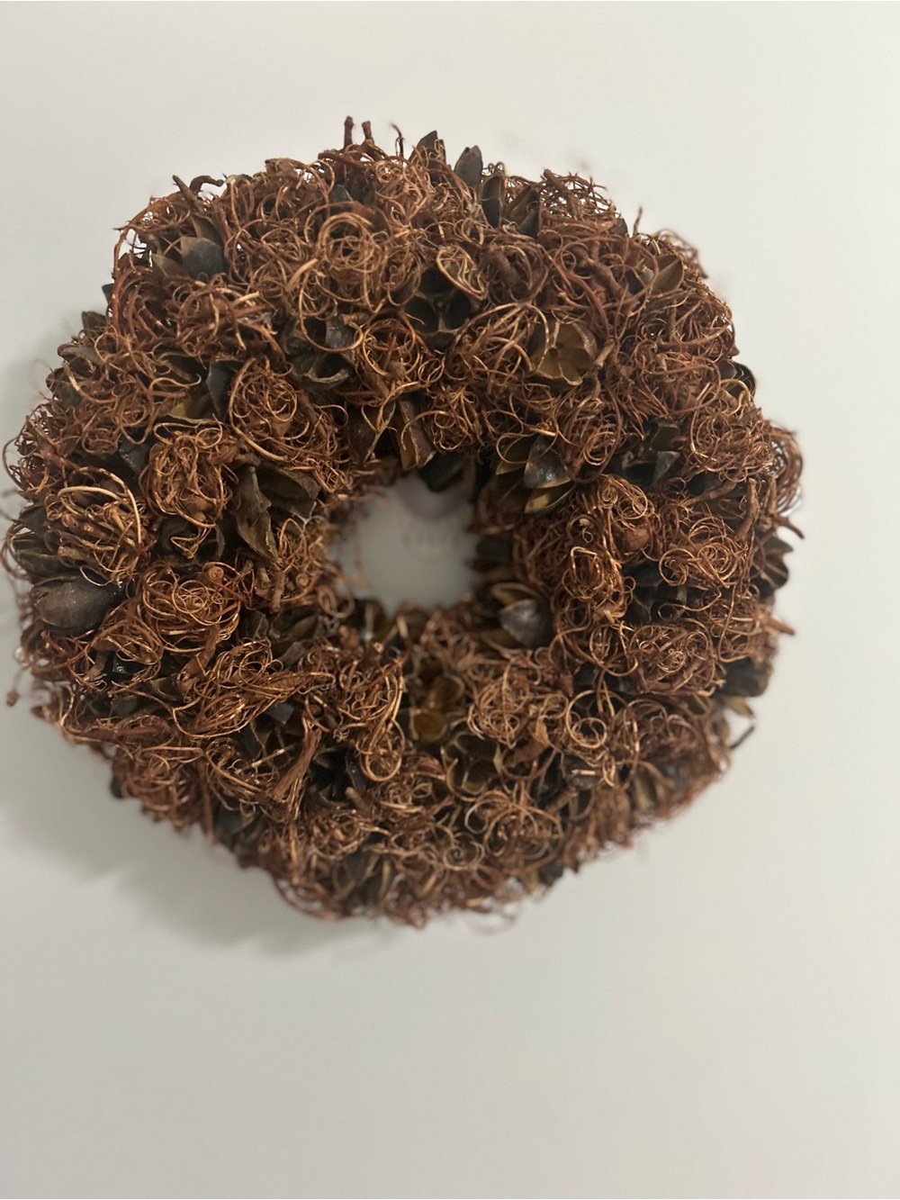 Rust Brown Mini Natural Fiber Decorative Wreath - Home Accents